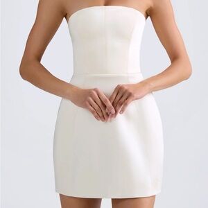 OhPolly NWT Bandeau Structured Tulip Mini Dress in Ivory